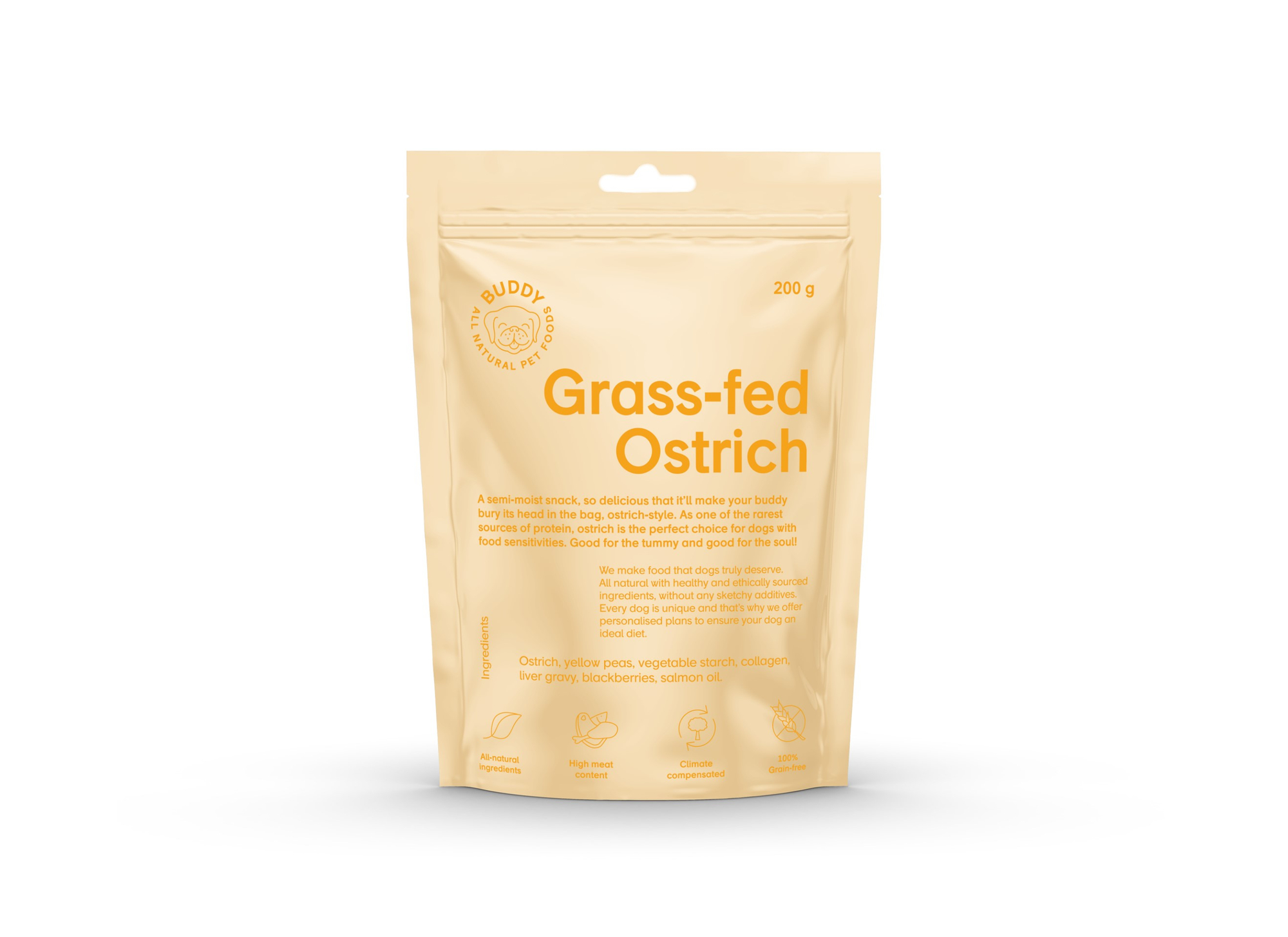 Grassfed Ostrich hundgodis200g