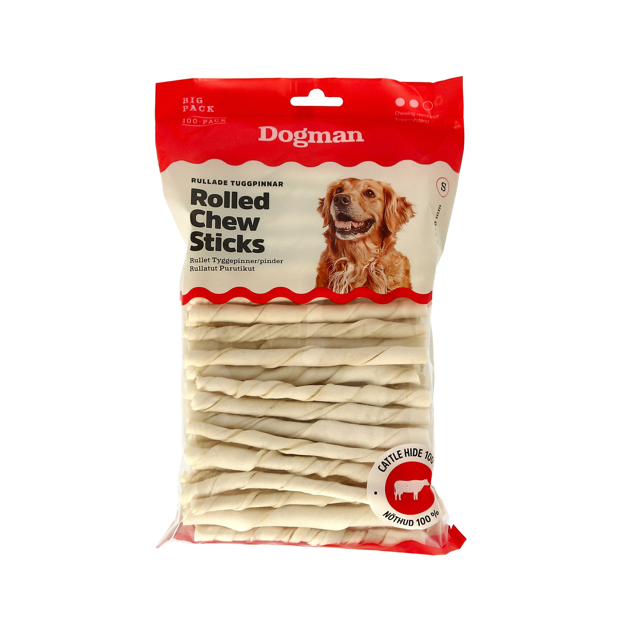 Tyggesticks Rullet 100p Hvit 12,5cm