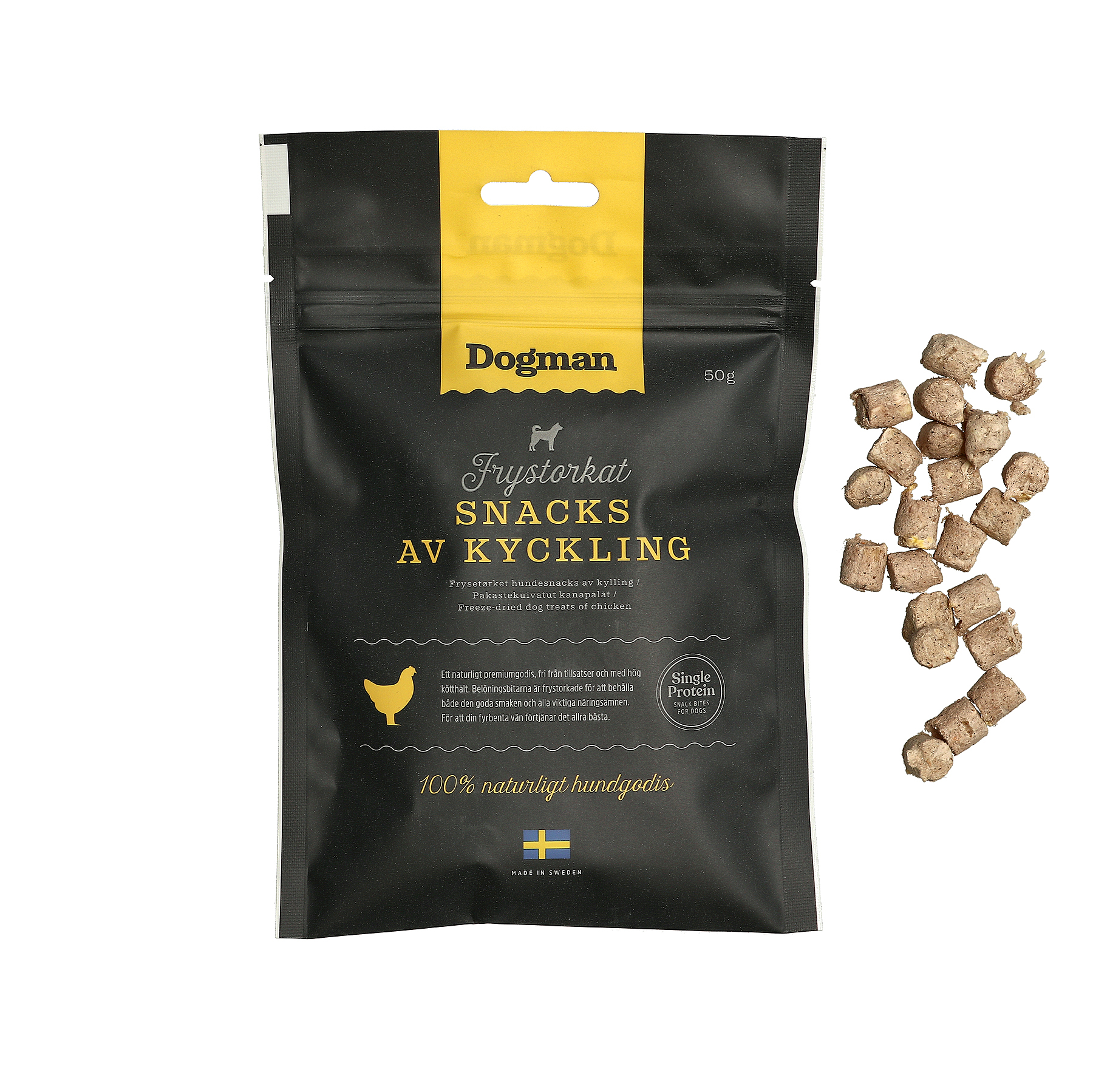 Frysetørket snacks av kylling
