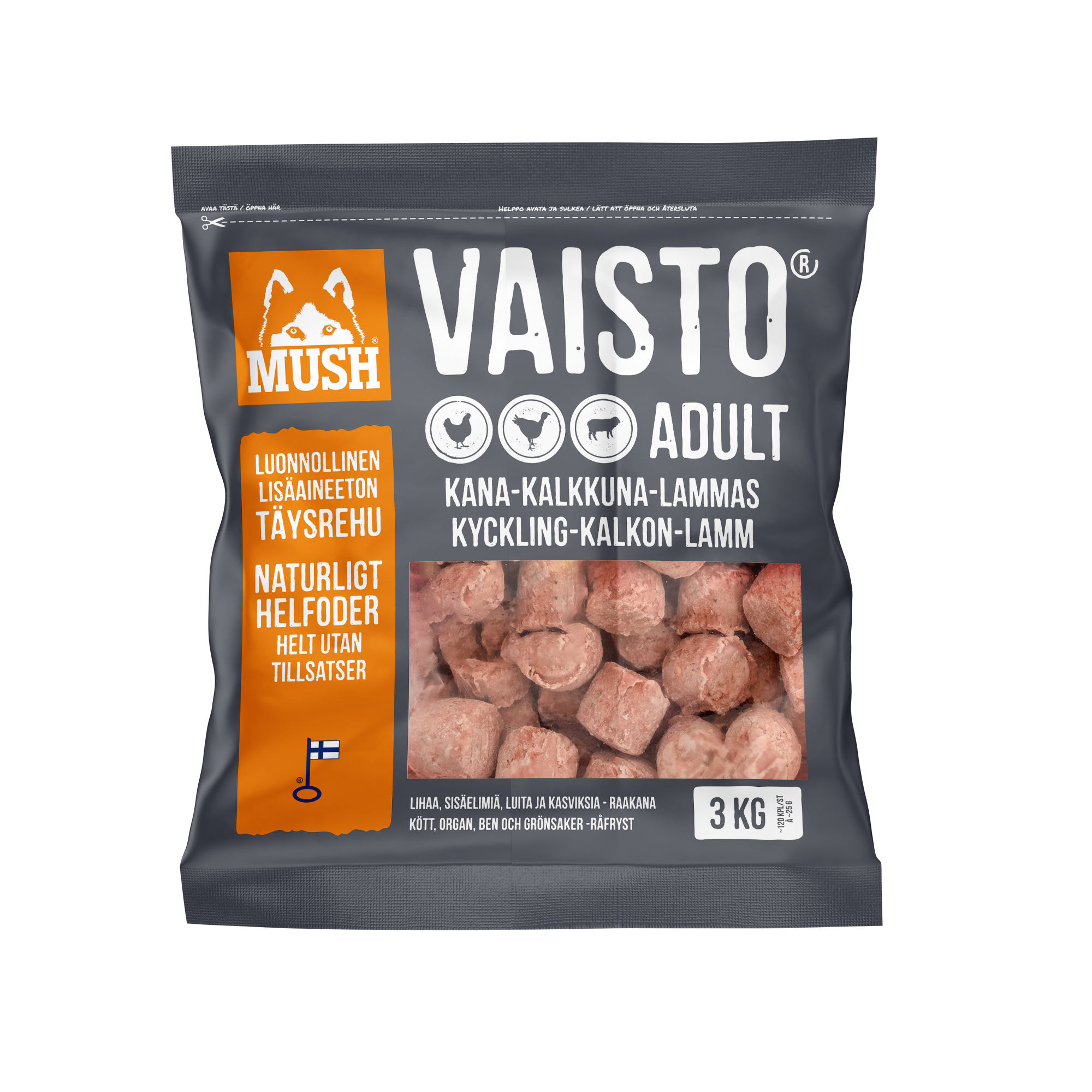 Vaisto® Kalkun-Kylling-Lam (Grå) Kjøttboller