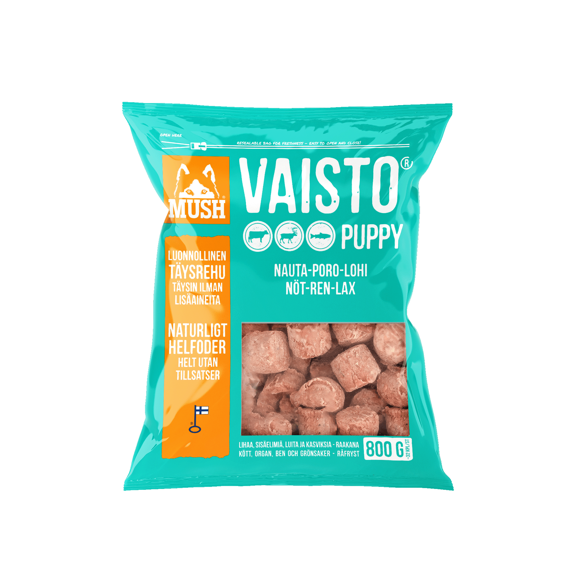 Vaisto® Okse-Reinsdyr-Laks (Isblå) Kjøttboller