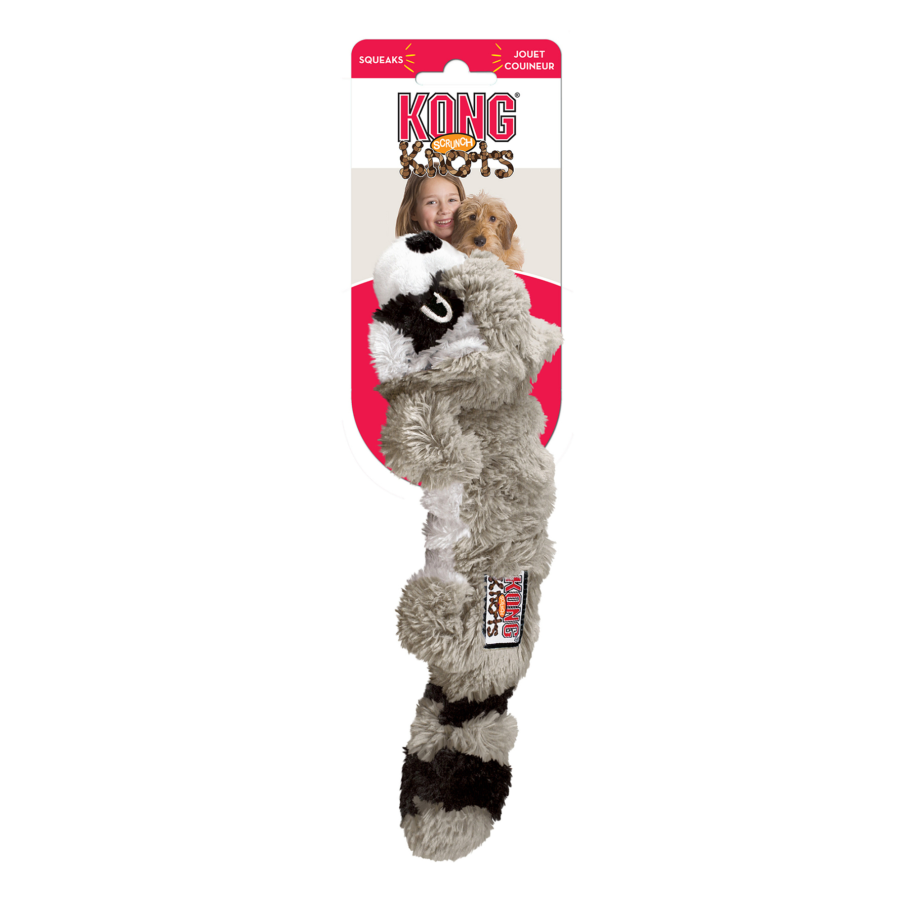Leksak Scrunch Knots Raccoon Grå S/M