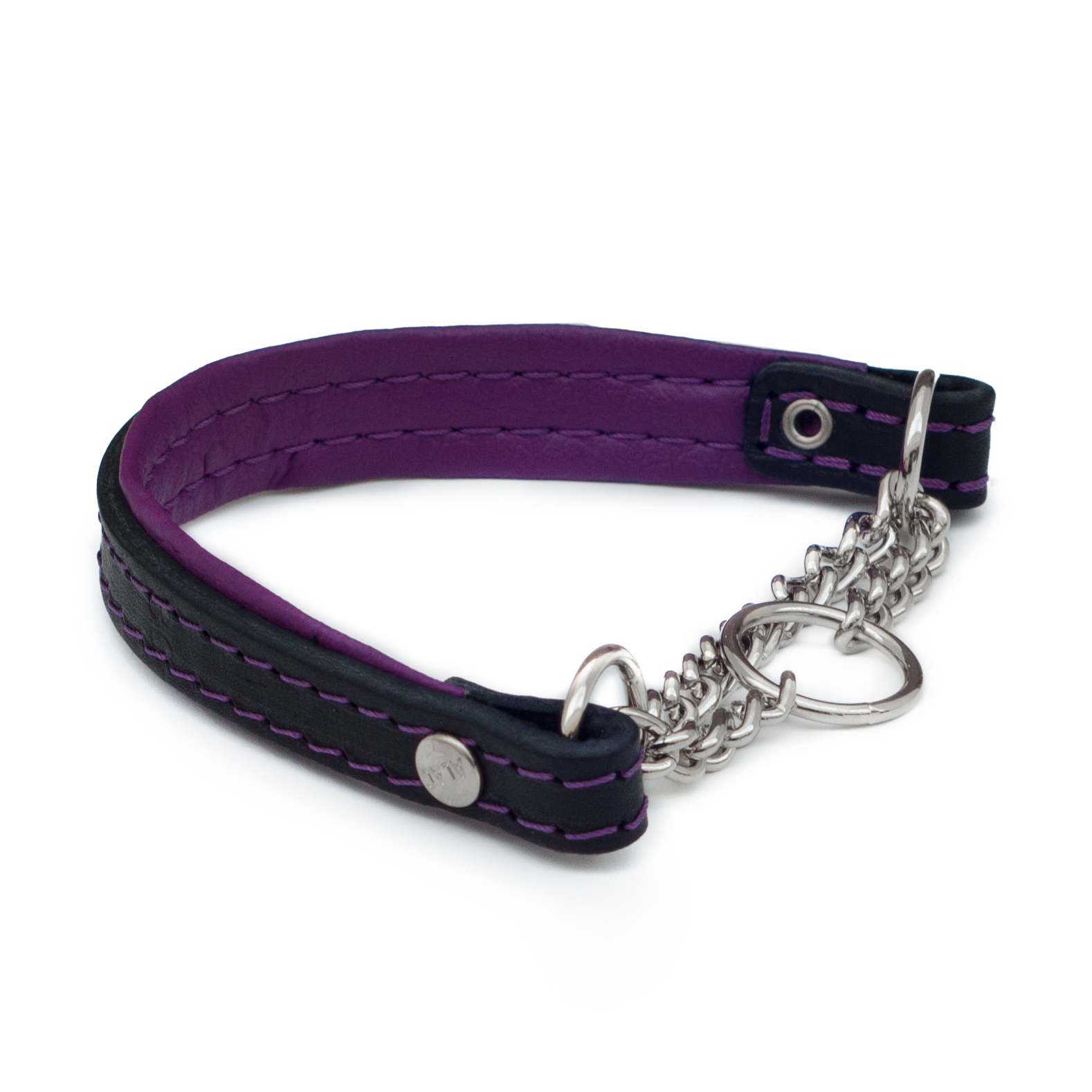 Läderhalsband Halvstryp Lila