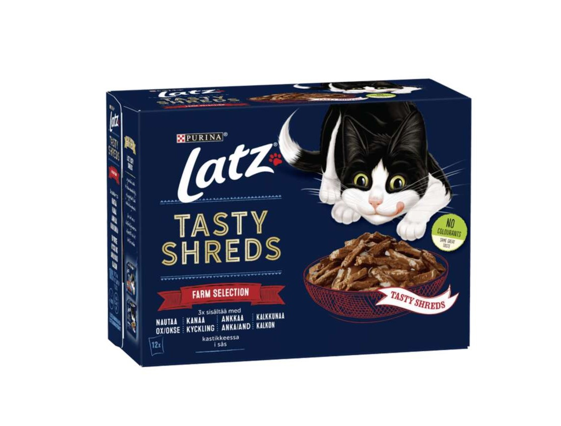 Latz Tasty Shreds Farm Selection 12x80g